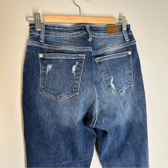 Judy Blue Dark Wash Distressed Boyfriend Jeans Size 27 Women’s High Waisted - Picture 6 of 12
